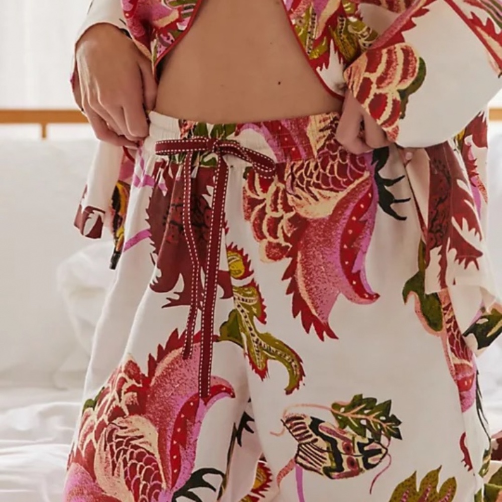 Anthropologie Raphael Balme Floral Flannel Sleep Pants XL - Picture 4 of 4